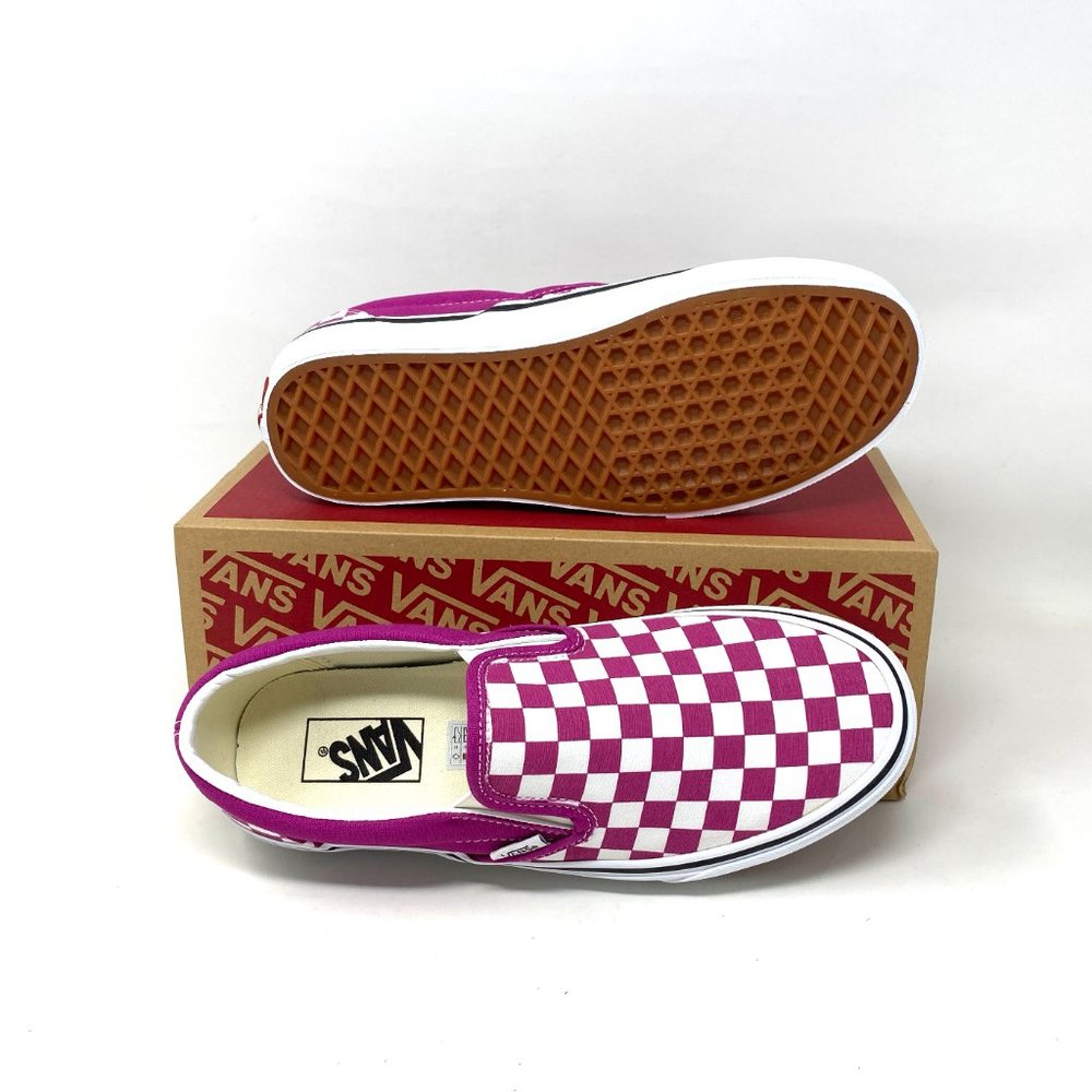 VANS Classic Slip On Checkerboard Low Top Fuchsia men’s Sneakers VN000XG8AZY - Picture 2 of 11